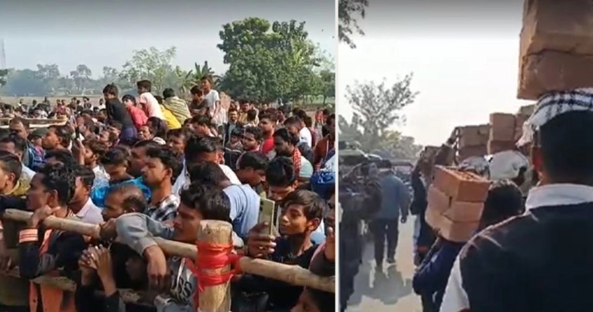 বাবরি মসজিদ নির্মাণে মানুষের ব্যাপক ভিড়